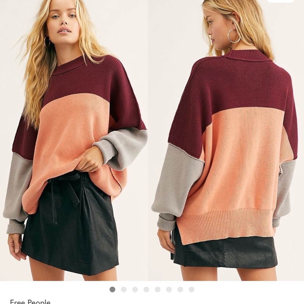 Free People Easy Street Tunic - Burgundy, Peach, Gray